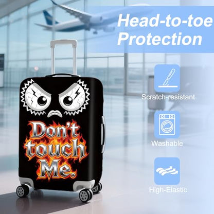 ANNA QUEEN Travel Luggage Cover Suitcase Protector Suitcase Cover Anti-Scratch,Stretchable Bag Cover Washable Durable Polyester - color: Don't touch me - Black and angry, size: L(fits 28-30Inch suitcase)