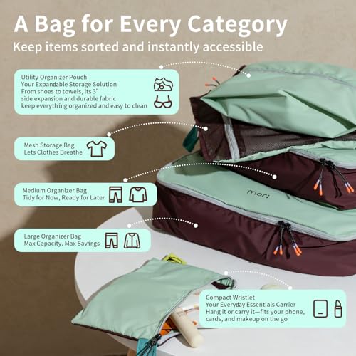 Morning Deer 5 Set Packing Cubes for Travel with Hanging Straps