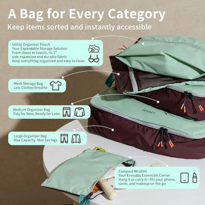 Morning Deer 5 Set Packing Cubes for Travel with Hanging Straps