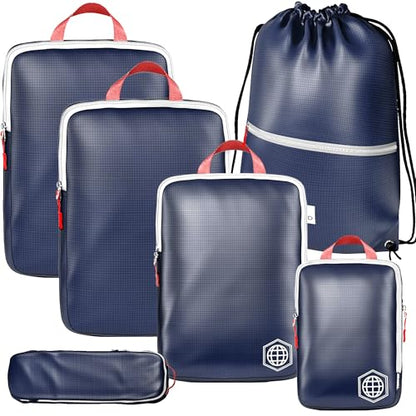 TRIPPED Travel Gear Extra Large Compression Packing Cubes 6-Piece Set - color: Navy Blue