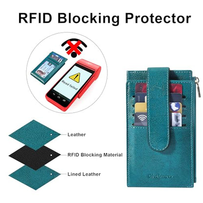Chelmon Women's RFID Slim Card Holder Wallet - color: Peacock Blue