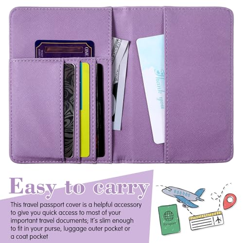Frienda 2 Pcs Passport Holder Covers Waterproof Leather - color: Pink, Taro Purple