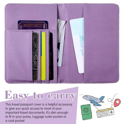 Frienda 2 Pcs Passport Holder Covers Waterproof Leather - color: Pink, Taro Purple