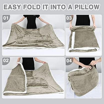 Catalonia Sherpa Wearable Blanket with Sleeves Arms - color: Camel