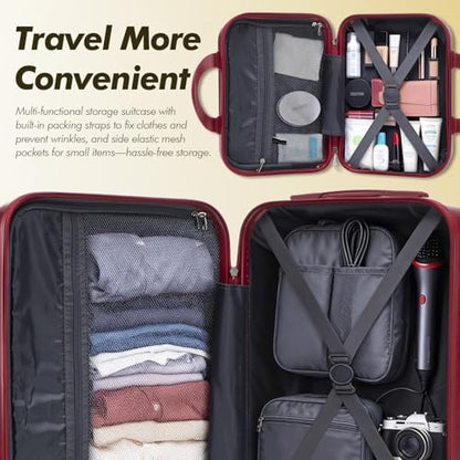 22 Inch Carry on Luggage for Business & Travel-Black (Red) - color: Red
