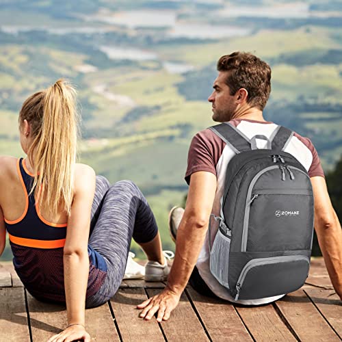 ZOMAKE Lightweight Packable Backpack 30L, Foldable Travel Hiking Daypack - color: Dimgray
