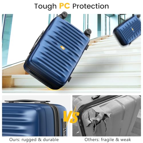 28 Inch Large Checked Luggage, PC Hardshell Suitcase,Blue - color: 1-Blue, size: Checked 28-Inch