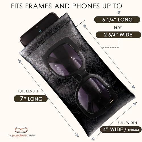 Soft Sunglasses case | Large Glasses Case Holder - Eyeglass Pouch Squeeze Top | Glasses pouch Lightweight Extra Layers - color: Black Distressed