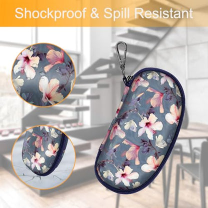 FINTIE Sunglasses Case with Carabiner, Hard Shell Shockproof Sport Glasses - color: Blooming Hibiscus