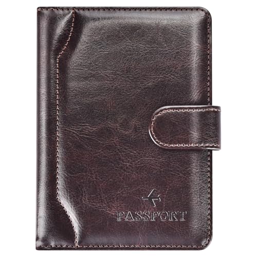 Passport Holder for Travel Essentials Wallet Cover Case Women Men Gift - color: D-Brown