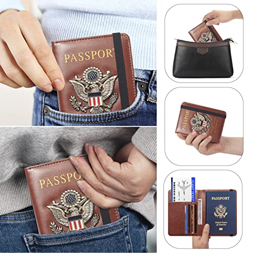 Premium Passport Holder for Travel RFID Blocking Passport Cover Slim - color: Brown