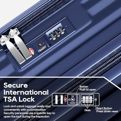 Joyway Expandable Carry On Luggage Sets with Front Pocket, Blue - color: Blue, size: 3 Piece Sets (20/DB/TB)