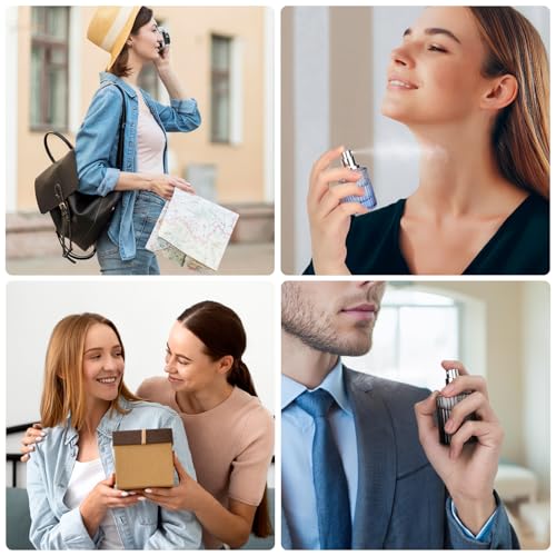 Segbeauty 1oz Glass Perfume Atomizer Empty 2Pack of 1pcs Blue Mini Perfume Bottle Refillable, 1pcs 30ml Black Cologne Travel Bottle, Portable Cologne Sprayer with Travel Refill Tools, Sample Bottles - color: Gradient Black Blue, style: 1oz/30ml