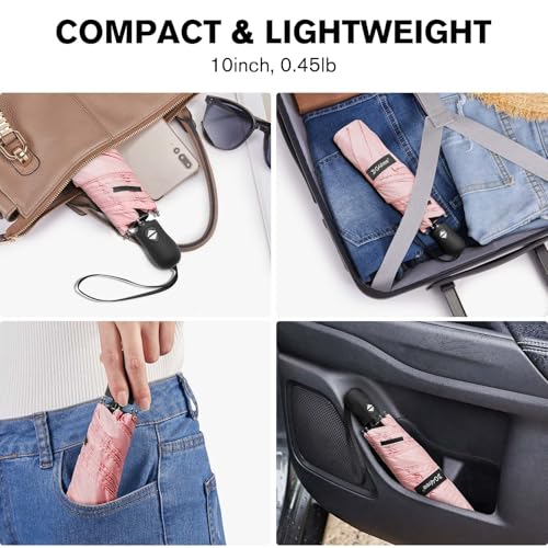 G4Free 40 Inch Travel Compact Umbrella Mini Sun UV Protection Umbrella - color: Pink