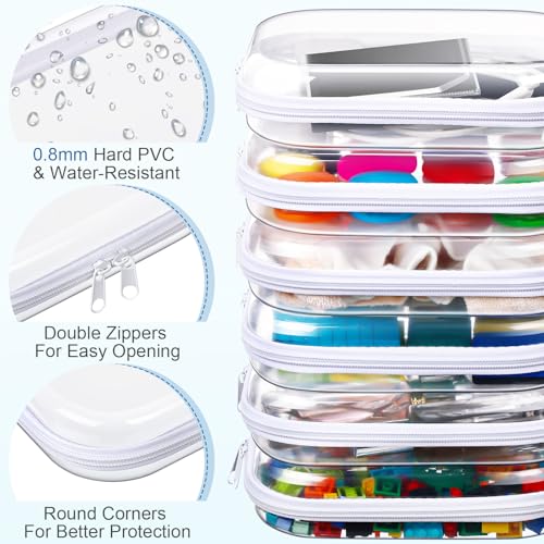 Sanwuta 6 Clear Hard Zipper Case,Clear,7.87 x 5.9 x 2 Inch - color: White, size: 7.87 x 5.9 x 2 Inch