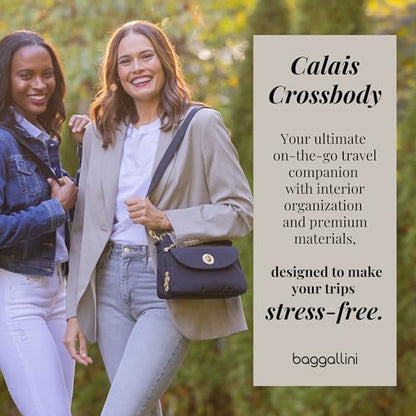 Baggallini Calais Crossbody Bags for Women 10x7 Lightweight Water-Resistant Travel Purse, RFID & Interior Organization - color: Midnight Blossom
