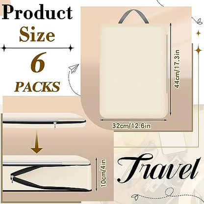 Hosuly 6 Pcs Compression Packing Cubes, 17.3 x 12.6'', Beige - color: Beige