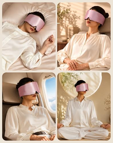 SilkSilky 22 Momme Mulberry Silk Sleep Mask for Side Sleepers, Pale Mauve - color: Pale Mauve