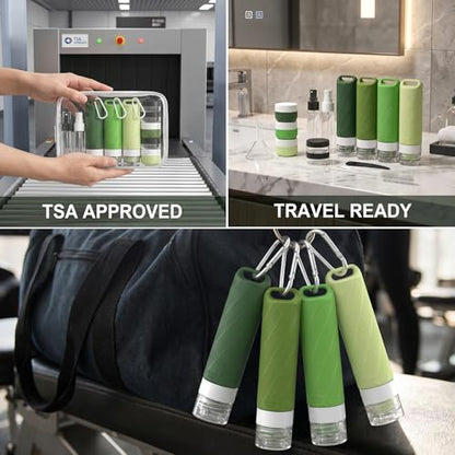 26 Pcs TSA Approved Travel Toiletry Bottles Set, Leakproof Silicone Refillable Containers with Carabiner, Clear Bag for Shampoo Lotion Body Wash