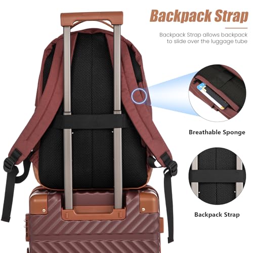 Cosbarn Carry On Luggage 22x14x9 Airline Approved,3 Piece Luggage Set - color: Burgundy, size: 3 Piece Sets (20/BP/TB)