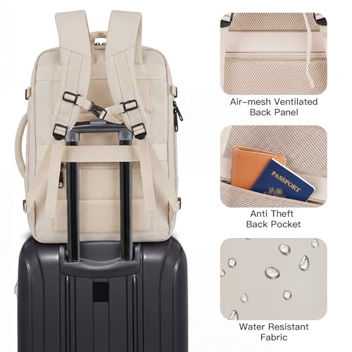 Gieury Carry On Backpack, Extra Large 55L Laptop Backpack for Men Women - color: Beige, size: 3X-Large(22"x14"x10")