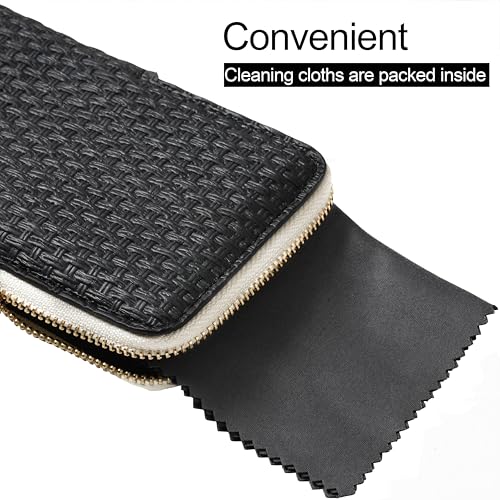 Cockatoo Portable Glasses Case, Drop-Resistant Eyewear Storage Pouch, Slim Soft Case for Sunglasses, with Cleaning Cloth - color: Tofu