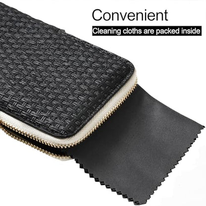 Cockatoo Portable Glasses Case, Drop-Resistant Eyewear Storage Pouch, Slim Soft Case for Sunglasses, with Cleaning Cloth - color: Tofu