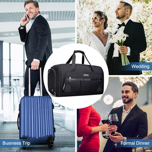 WITZMAN Garment Duffle Bags for Travel Men Suits 55L with Shoe Compartment - color: Black