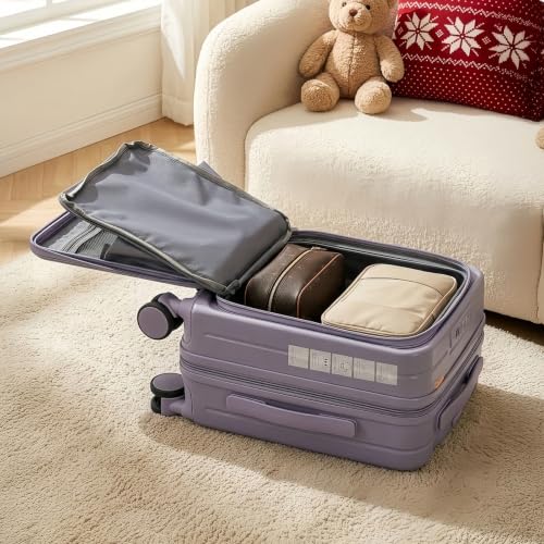 16" Underseat Luggage, Front Opening Carry On, Purple - color: Purple