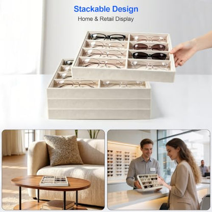 Velvet Sunglass Tray, Suitable For Dresser And Drawer, Beige - color: Beige