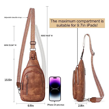 CLUCI Crossbody Bags for Women - Sling Backpack Travel Bag in Leather - color: 0-1 Brown