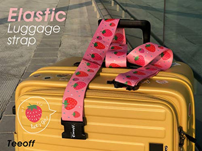 Teeoff Elastic Luggage Straps Suitcase Belts Travel Bag Accessories Adjustable 220CM (Strawberry) - color: Strawberry
