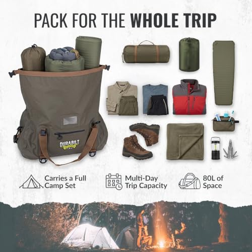 80L Green Waterproof Duffel Bag, Tactical Roll Top Dry Bag - color: Green
