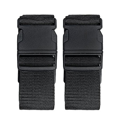 2 Pack Suitcase Belts, Adjustable Luggage Straps, Bright Colors Travel Packing Straps with Quick Release Buckle (Black) - color: Black