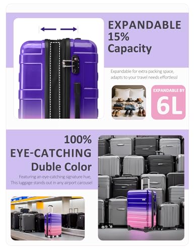 Tolino Luggage Sets 2 Piece (20/24 In),Expandable Suitcases with Wheels - color: Magic, size: 2 Sets(20In/24In)
