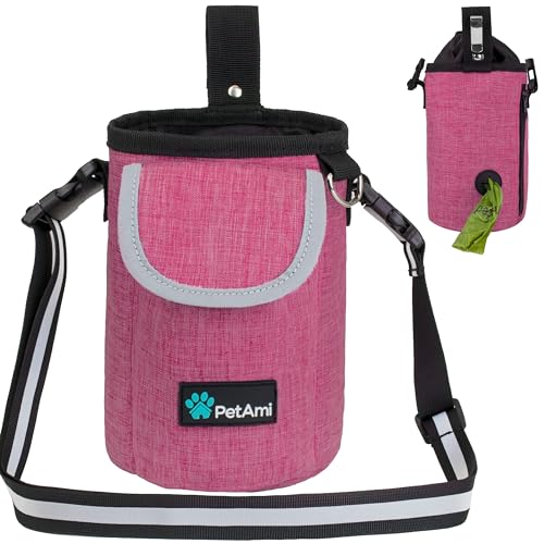 PetAmi Dog Treat Pouch, Large Hands-Free Training Bag, Pink - color: Pink