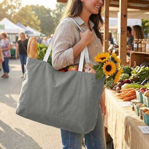 Extra Large Canvas Tote Bag - color: 01-gray