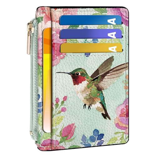 Tipmile Womens Credit Card Holder Wallet, Small Slim RFID Blocking Sleeve - color: Hummingbird