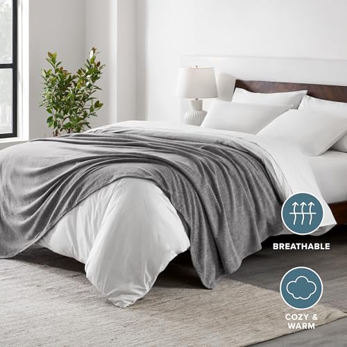 Bare Home Polar Fleece Blanket (King, Heather Light Grey) - color: 01 - Heathered Light Grey, size: King