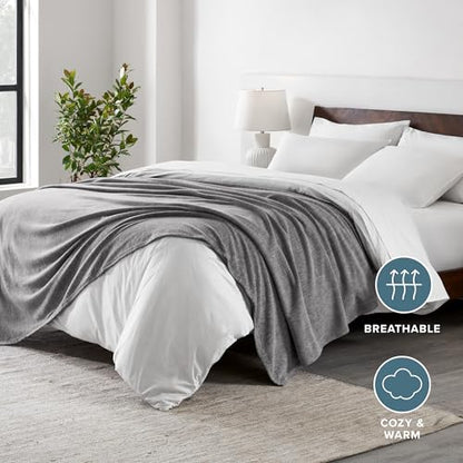 Bare Home Polar Fleece Blanket (King, Heather Light Grey) - color: 01 - Heathered Light Grey, size: King