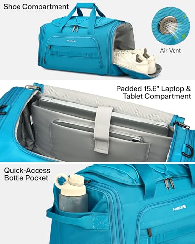 Hanke Duffle Bag for Travel, Dual Expandable Weekender Bags, Caribbean Blue - color: Caribbean Blue