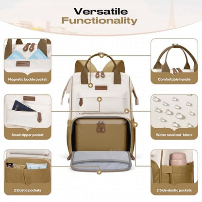 Maelstrom 15.6-17.3" Laptop Backpack with Lunch Box, Work Bag for Women Men - color: Khaki-beige