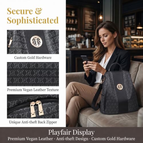 Women Backpack Purse Anti Theft Convertible Leather Travel Shoulder Bag - color: 0-black