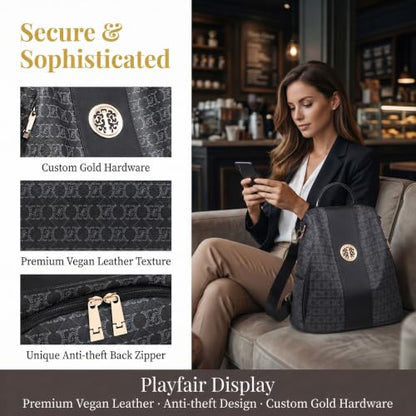 Women Backpack Purse Anti Theft Convertible Leather Travel Shoulder Bag - color: 0-black