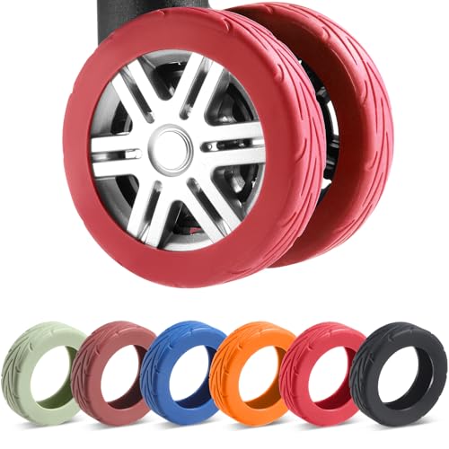 8Pcs Upgrade Luggage Wheel Covers, Travel Accessories (Red) - color: Red