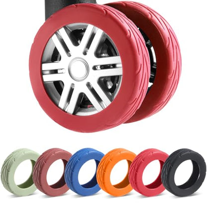 8Pcs Upgrade Luggage Wheel Covers, Travel Accessories (Red) - color: Red