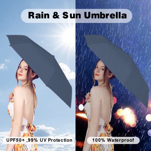 ESUFEIR Mini Sun Umbrella for Purse With Case - color: Haze Blue