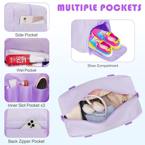 Birthday Gifts for Teen Girls Women, Initial Travel Duffle Bags - color: Purple, style: A