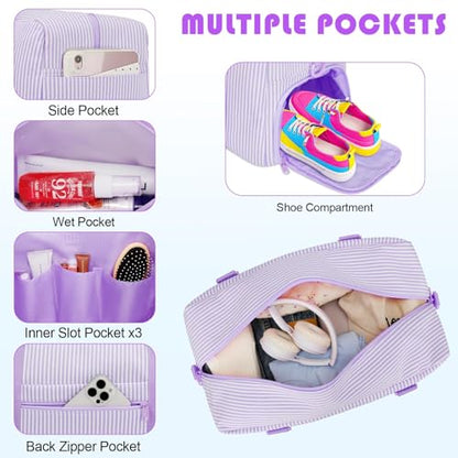 Birthday Gifts for Teen Girls Women, Initial Travel Duffle Bags - color: Purple, style: A