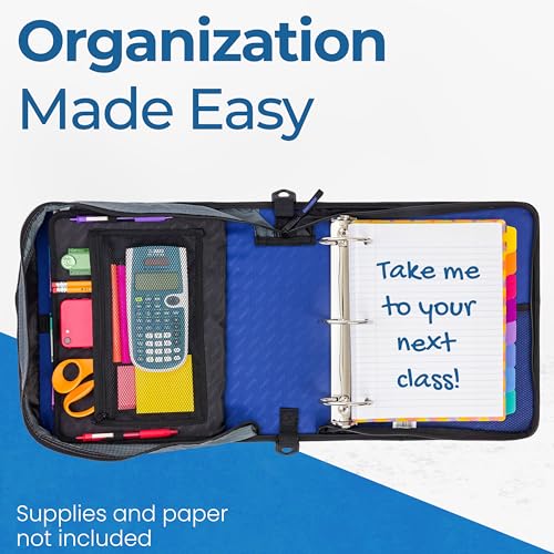 Case-it School Zipper Binder | 3" O-Rings | 600-Sheet | D-146 Midnight Blue - color: B Midnight Blue, size: 6 Pack